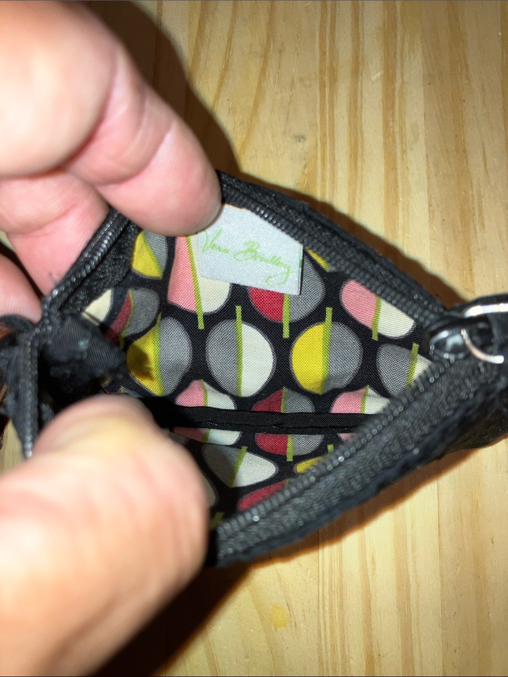 Vera Bradley Black ID Card Holder with Multicolor Leaf Print 4” X 3” - Picture 5 of 5